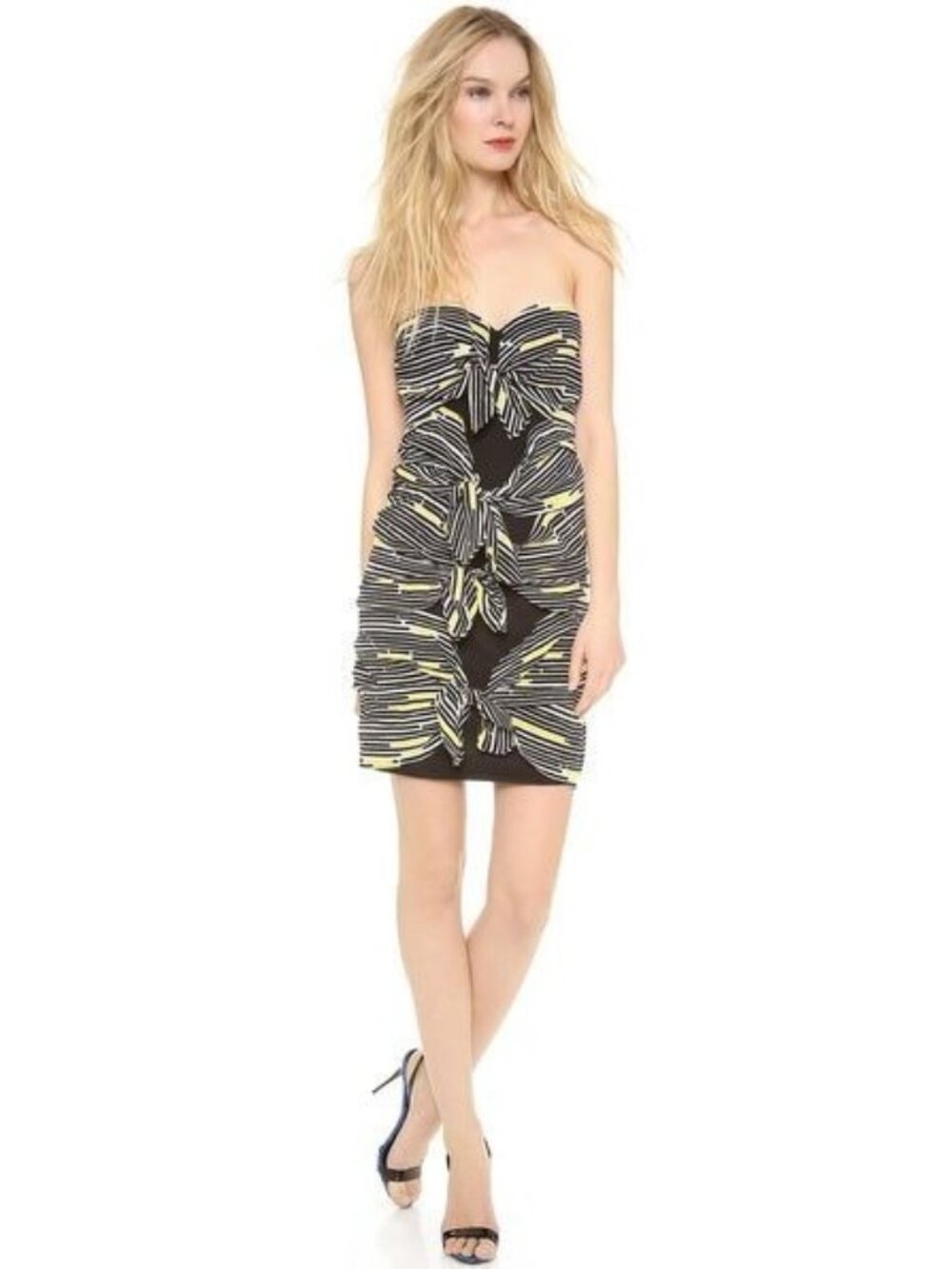VERONICA BEARD Yellow Black Strapless Dress Size 4 NEW without tags